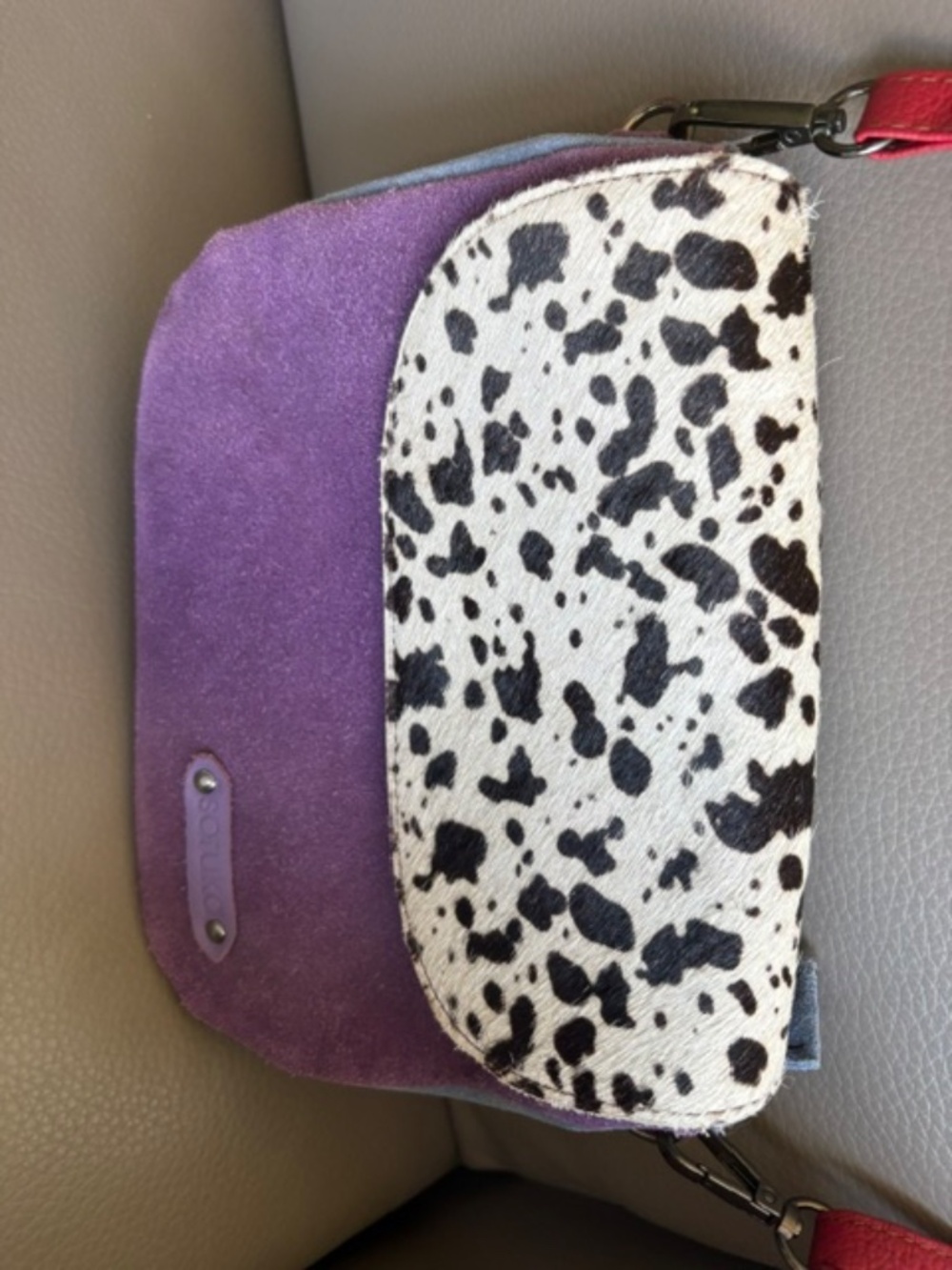 SORUKA small Women's suede leather crossbody bag multicolour animal print front - Picture 5 of 16